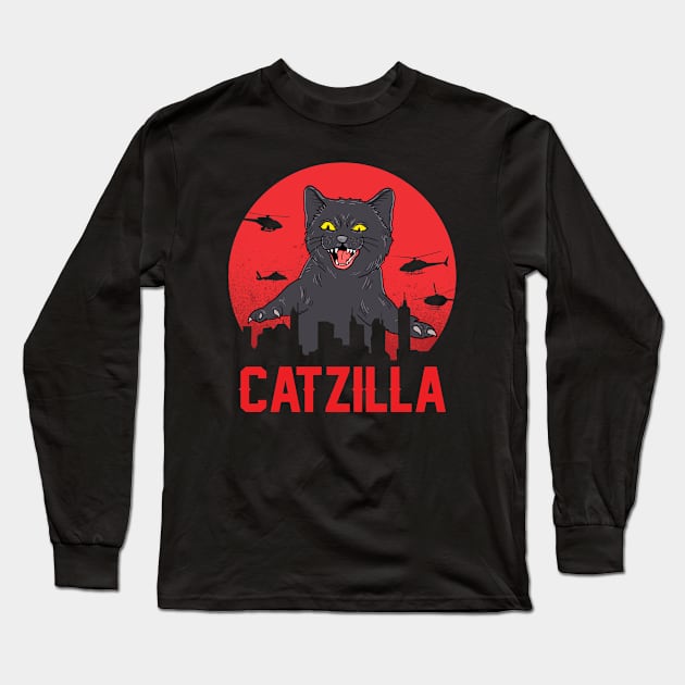 Catzilla Long Sleeve T-Shirt by graphicganga